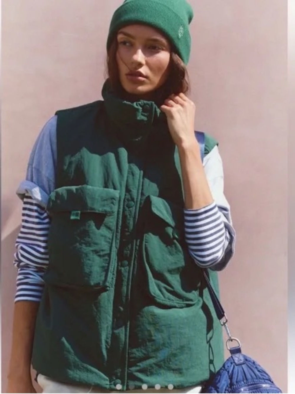 FP Movement by Free People Dark Green Cabin Fever Puffer Vest NWT M